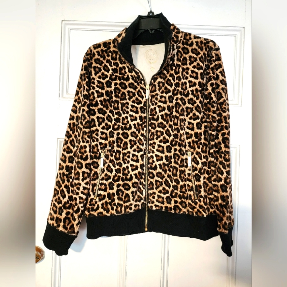 Michael Kors Leopard Velour Jacket, SZ L